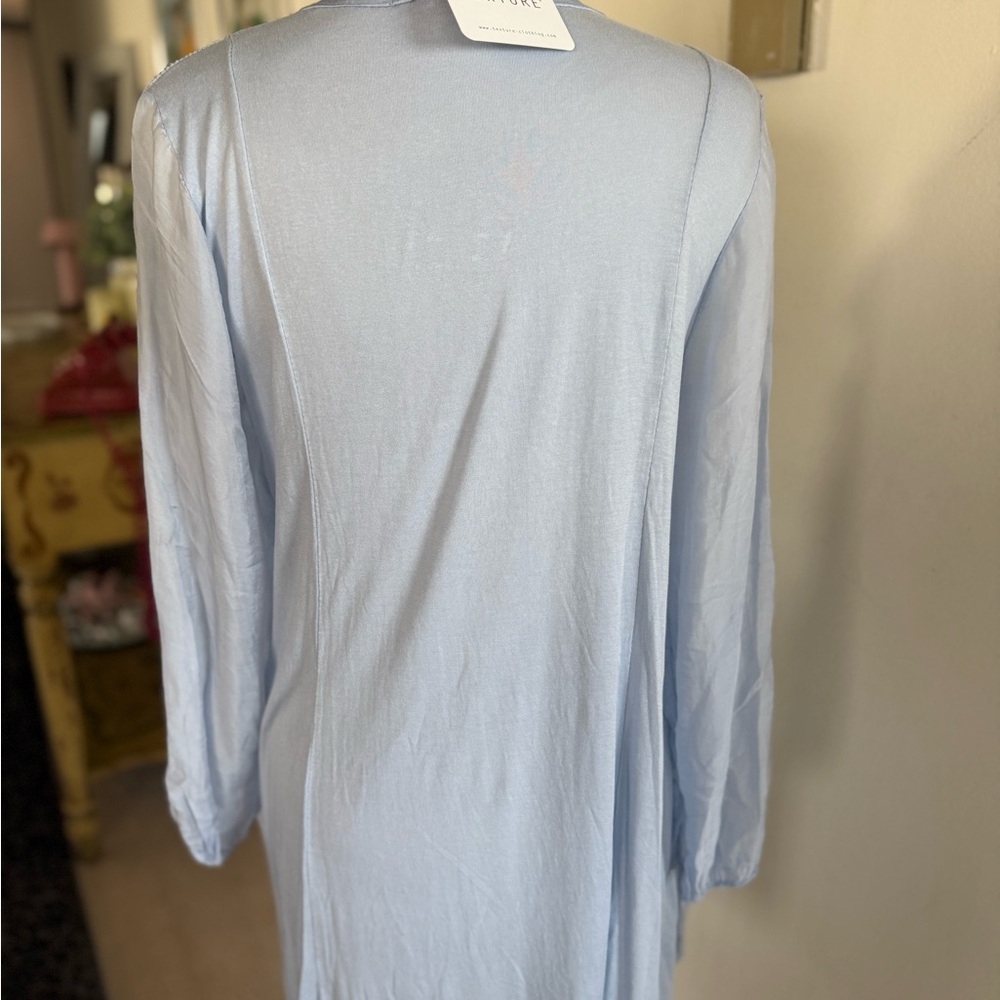 Light Blue Ruffled Women's Top - Picture 3 of 3